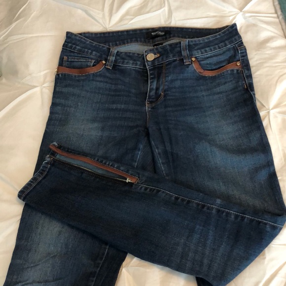 Vegan leather trimmed skinny jeans - Picture 1 of 6